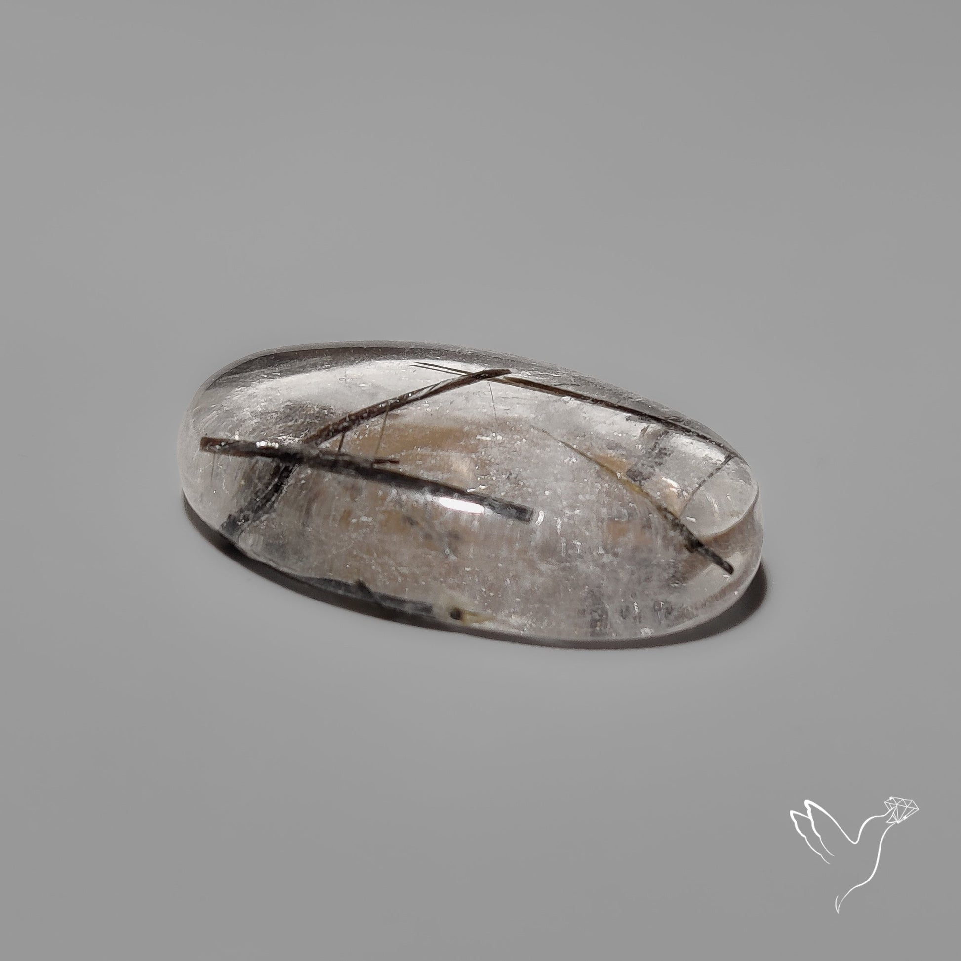 Black Tourmalinated Quartz Cabochon