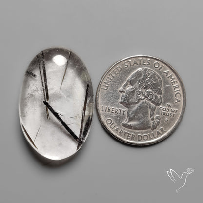 Black Tourmalinated Quartz Cabochon