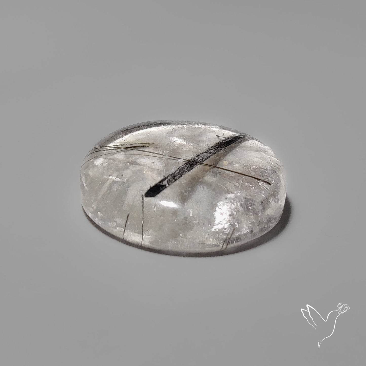 Black Tourmalinated Quartz Cabochon