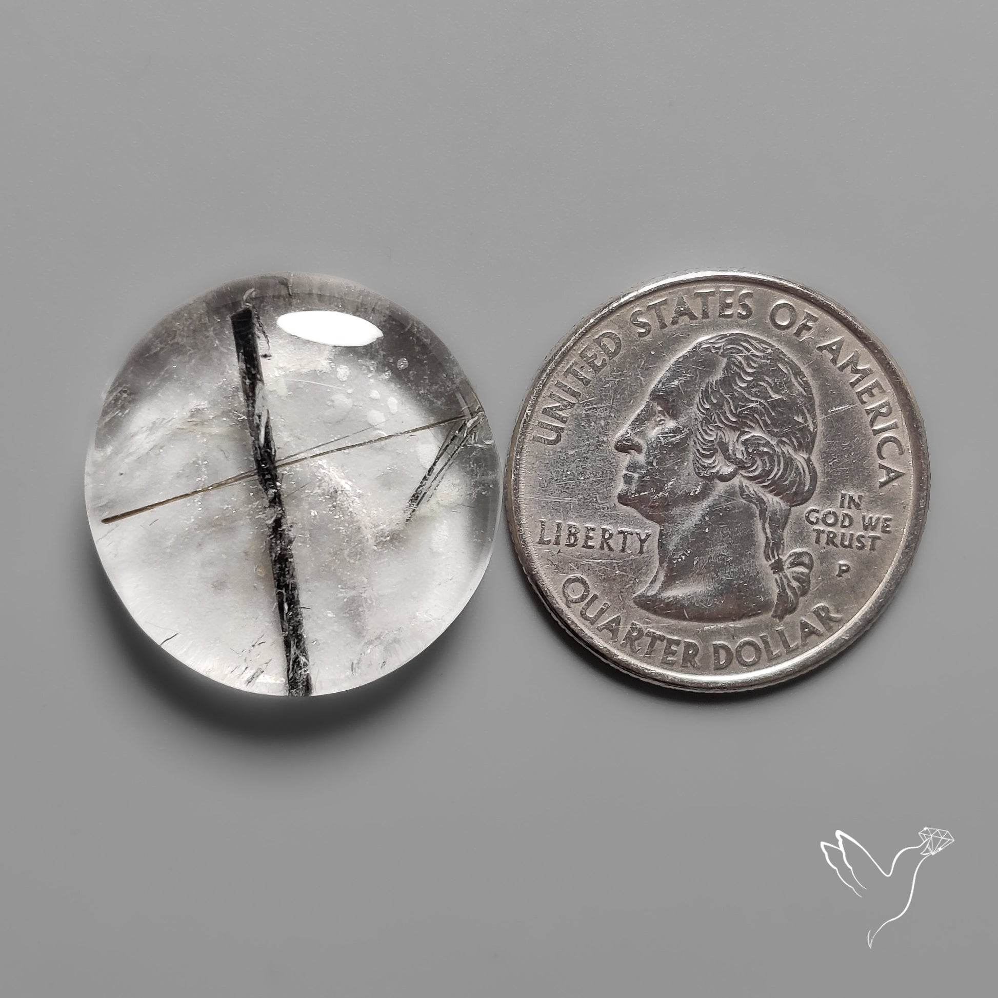 Black Tourmalinated Quartz Cabochon