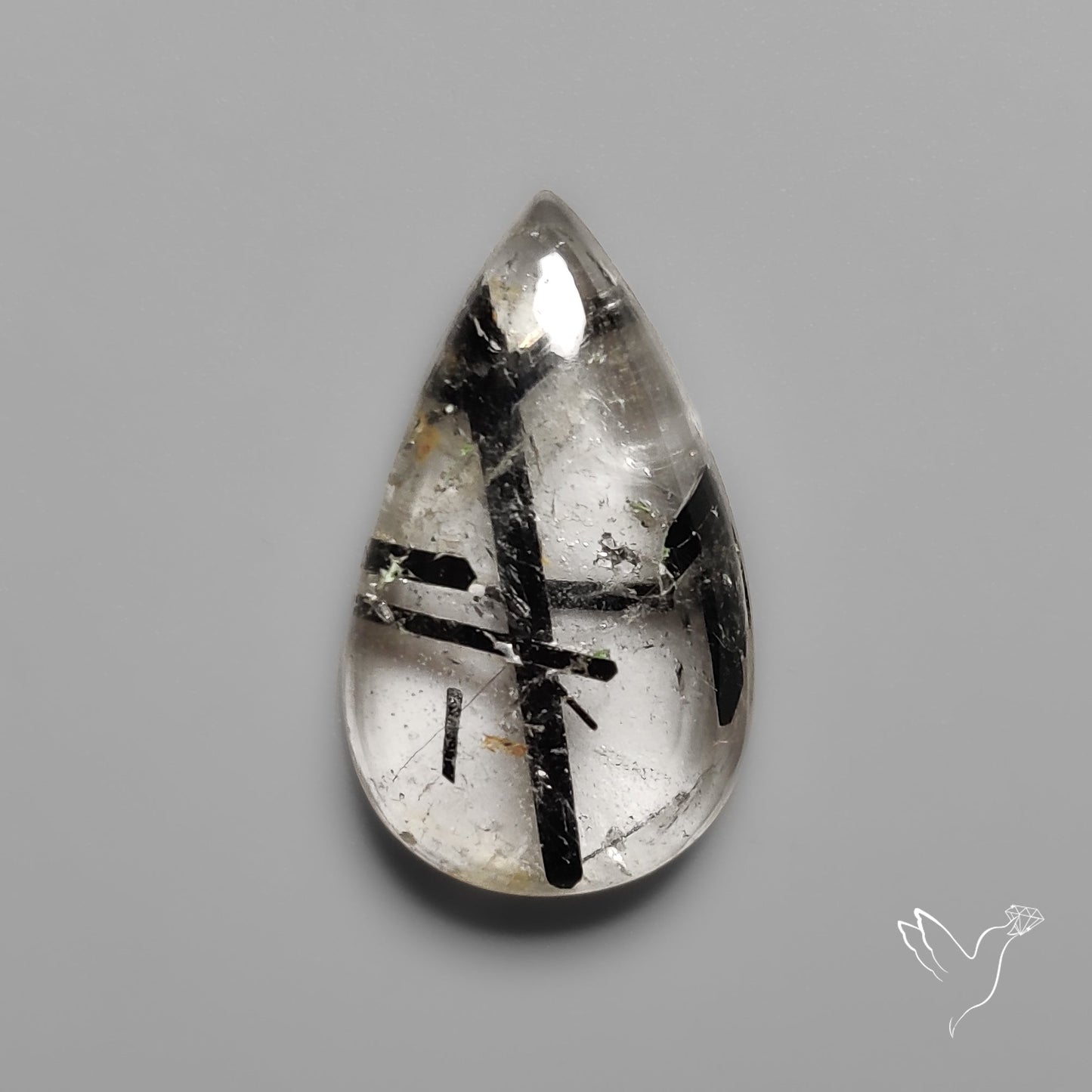 Black Tourmalinated Quartz Cabochon