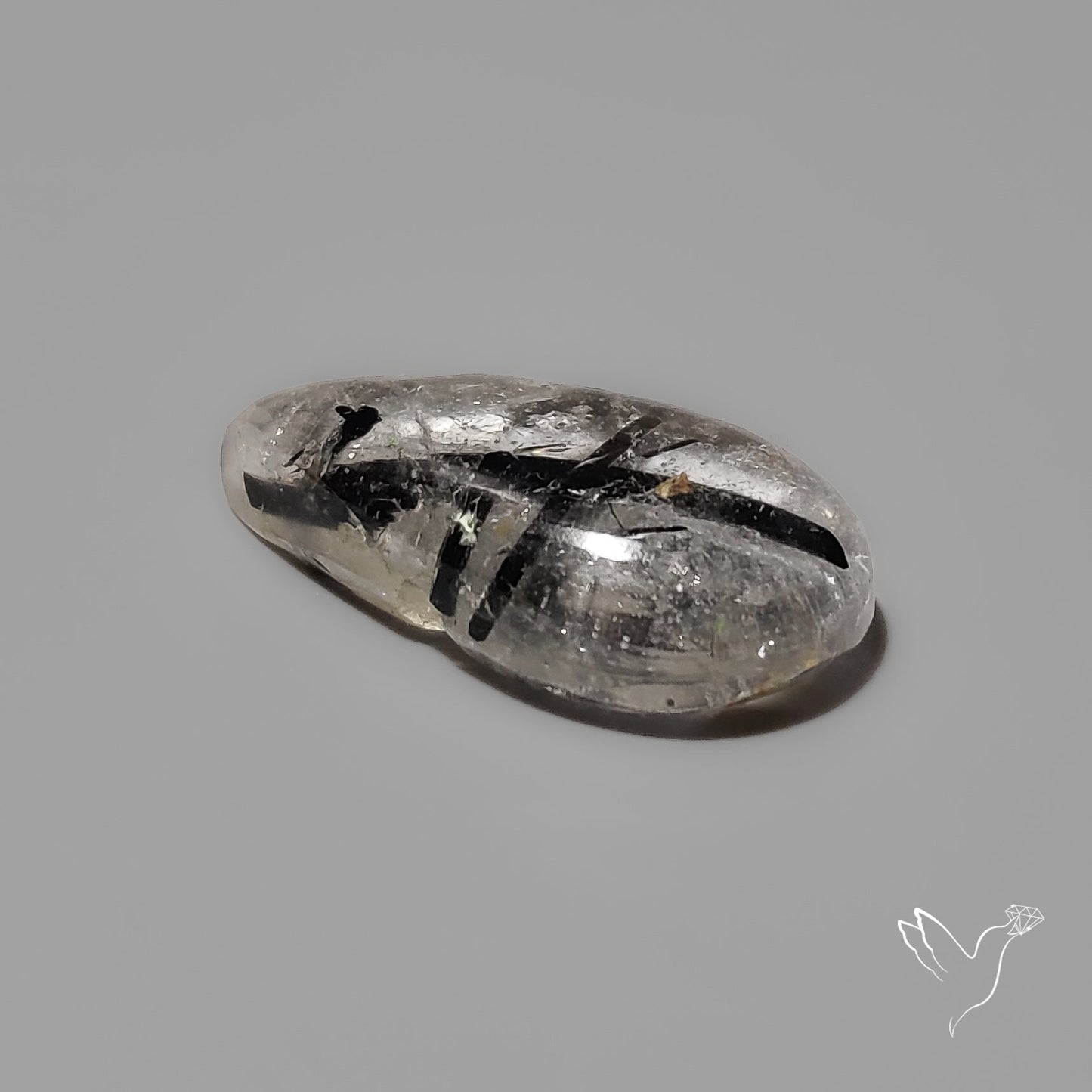Black Tourmalinated Quartz Cabochon