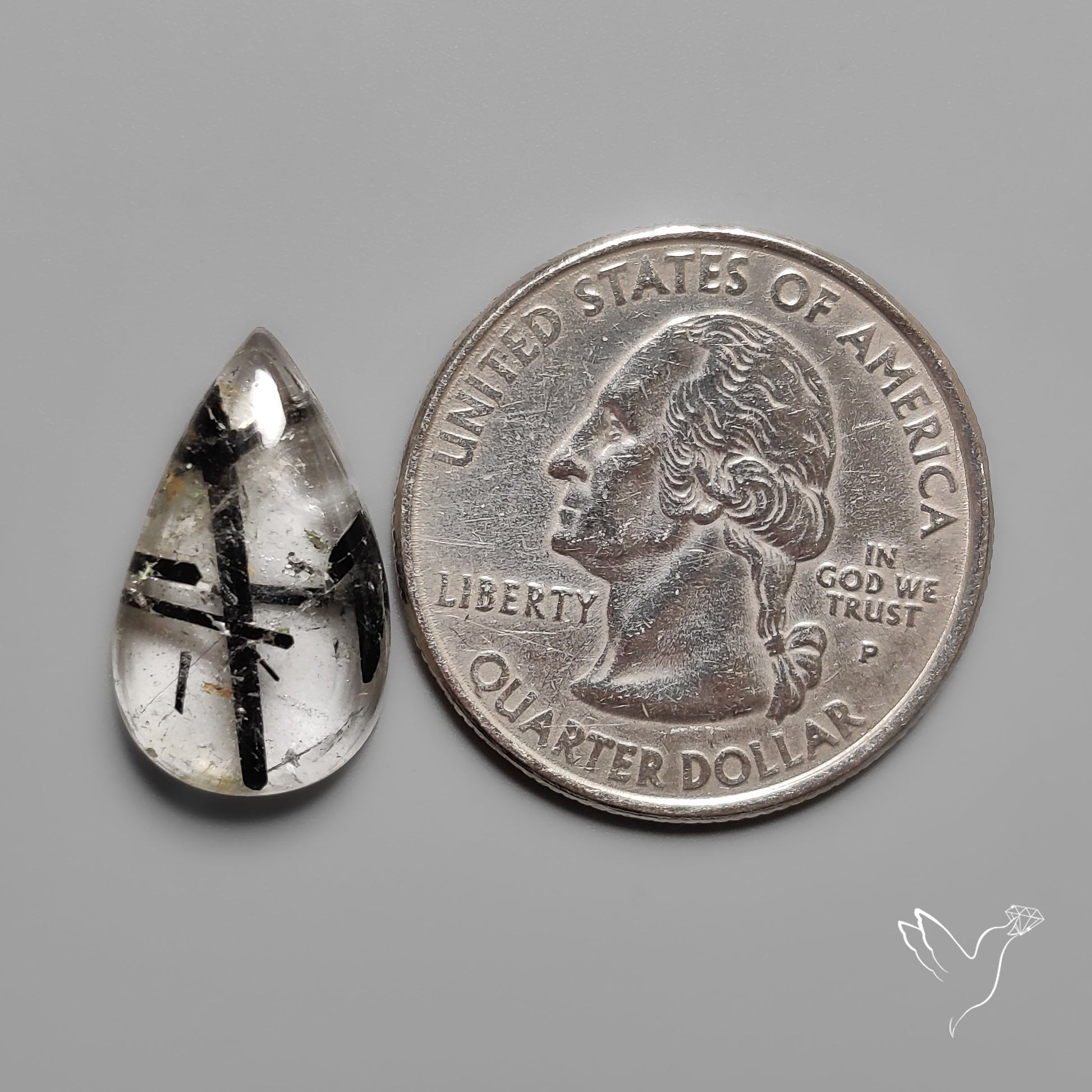Black Tourmalinated Quartz Cabochon