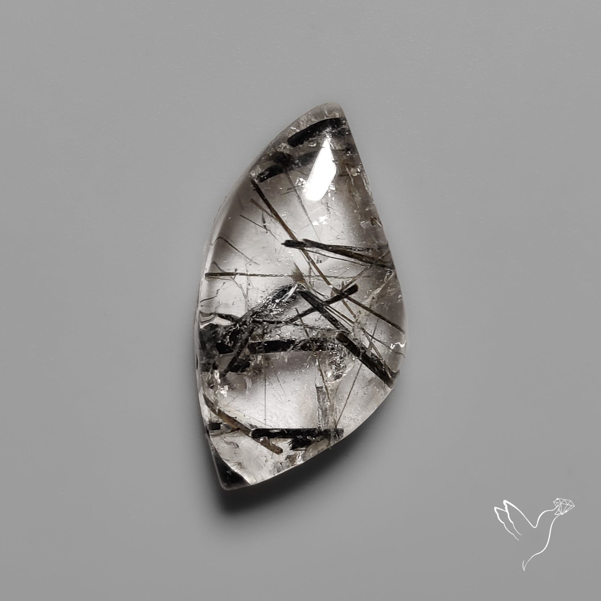 Black Tourmalinated Quartz Cabochon