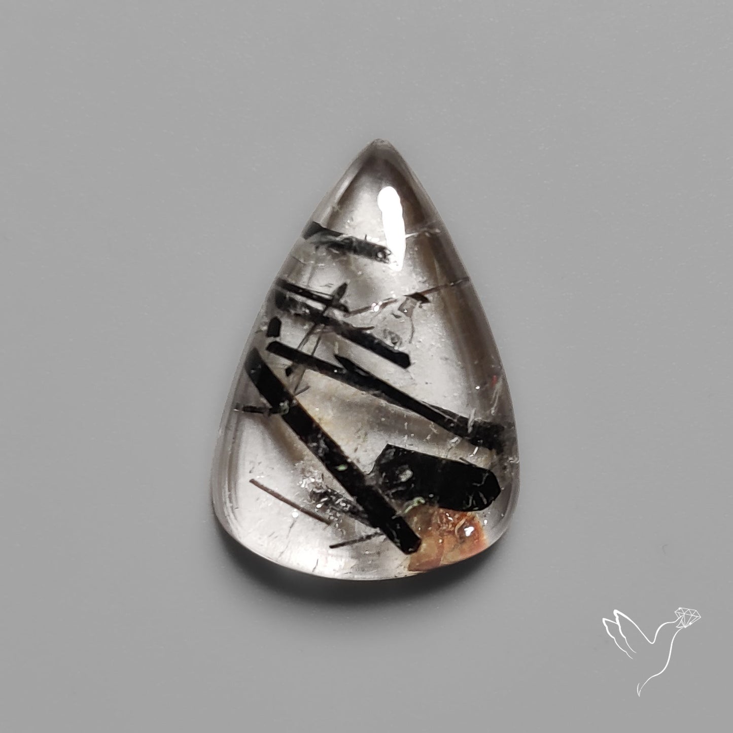 Black Tourmalinated Quartz Cabochon