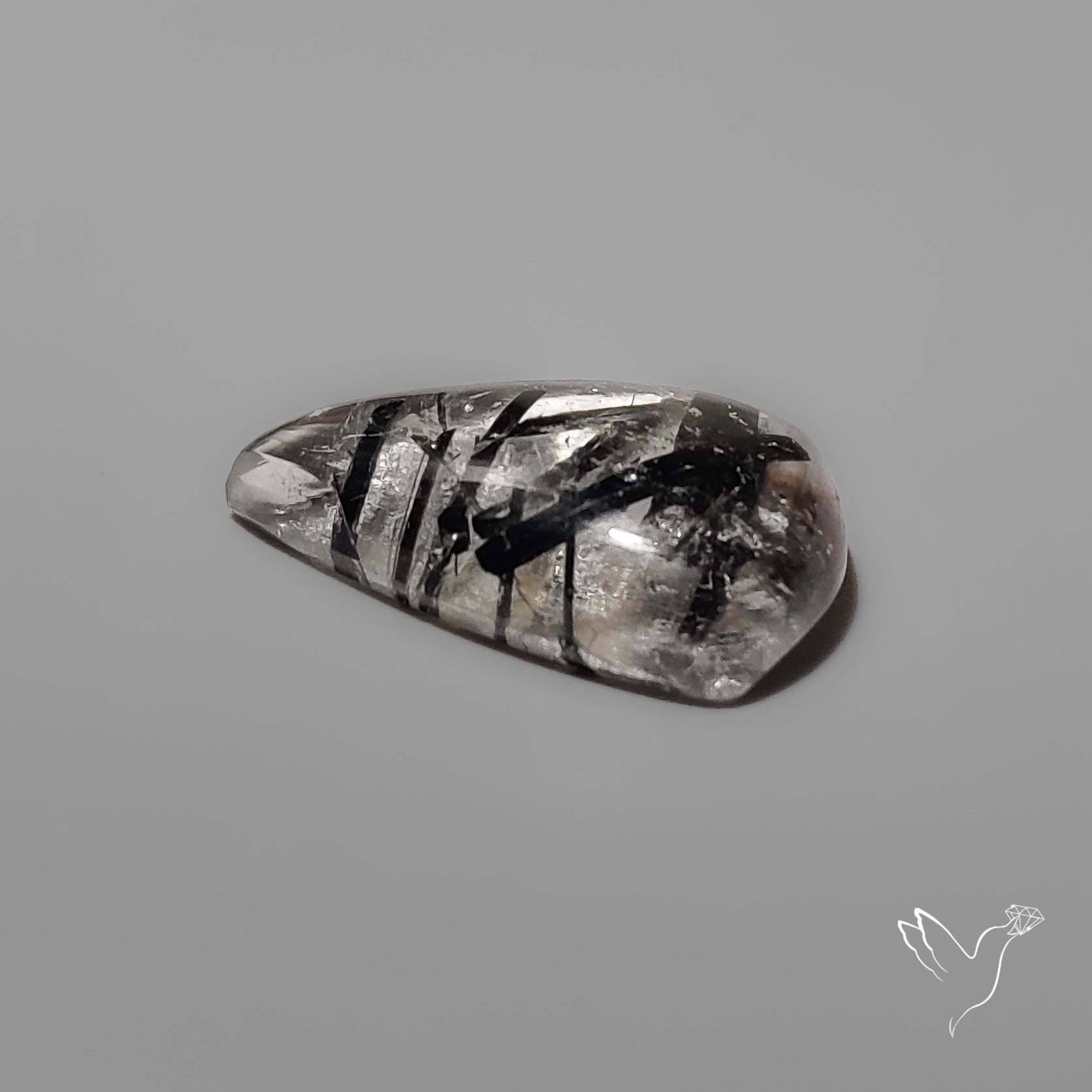 Black Tourmalinated Quartz Cabochon