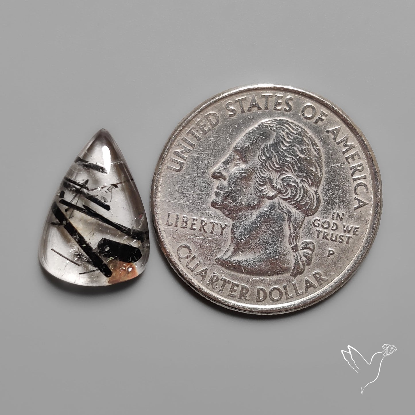 Black Tourmalinated Quartz Cabochon