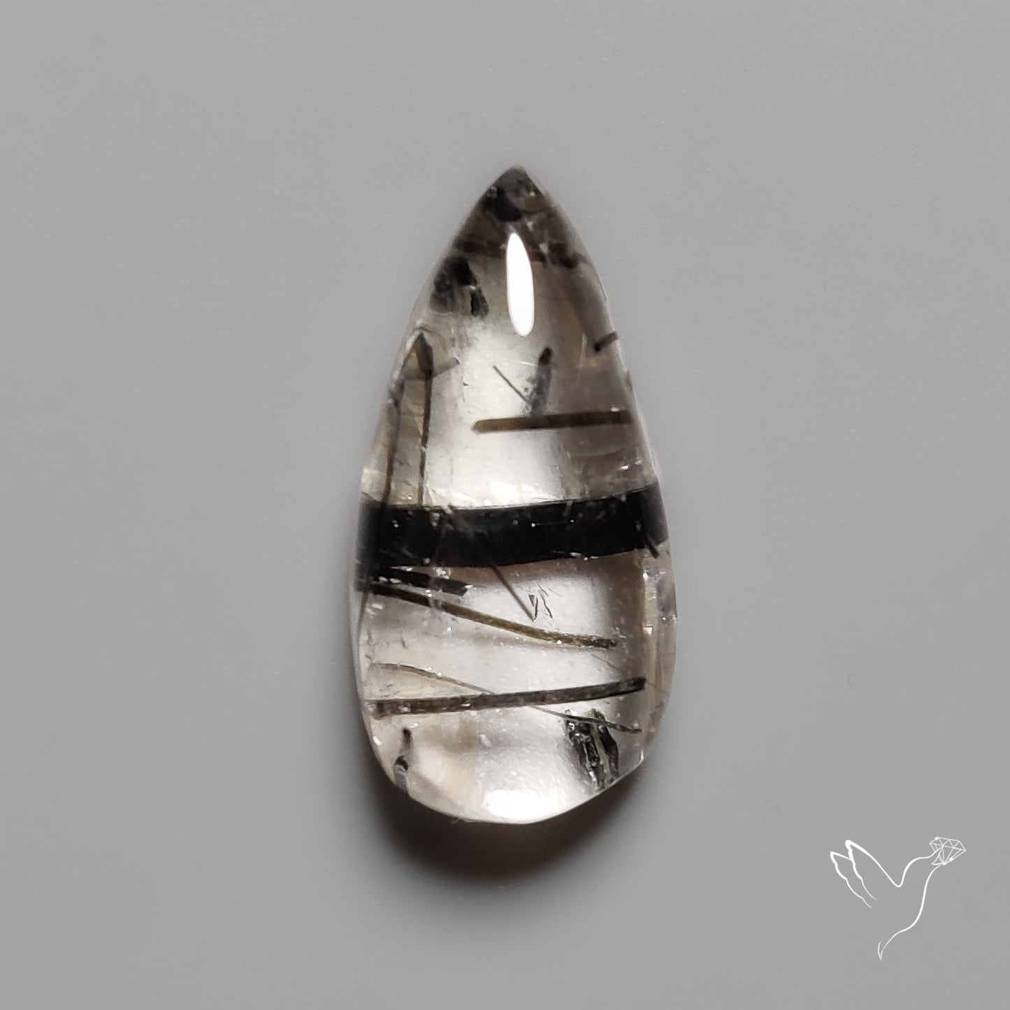Black Tourmalinated Quartz Cabochon