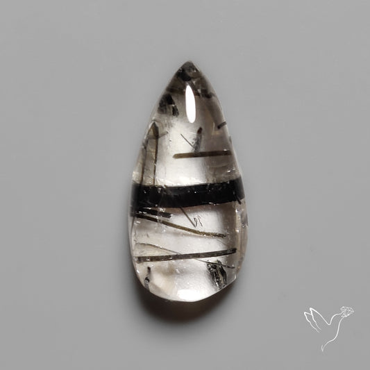 Black Tourmalinated Quartz Cabochon