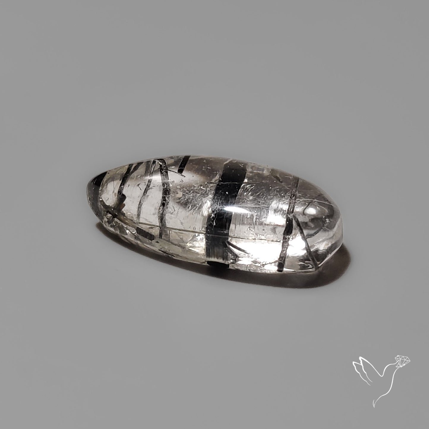 Black Tourmalinated Quartz Cabochon