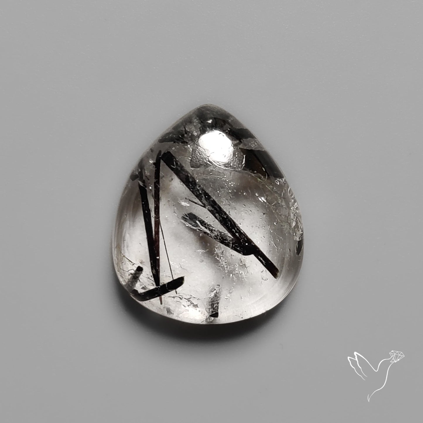 Black Tourmalinated Quartz Cabochon
