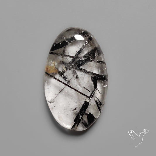 Black Tourmalinated Quartz Cabochon