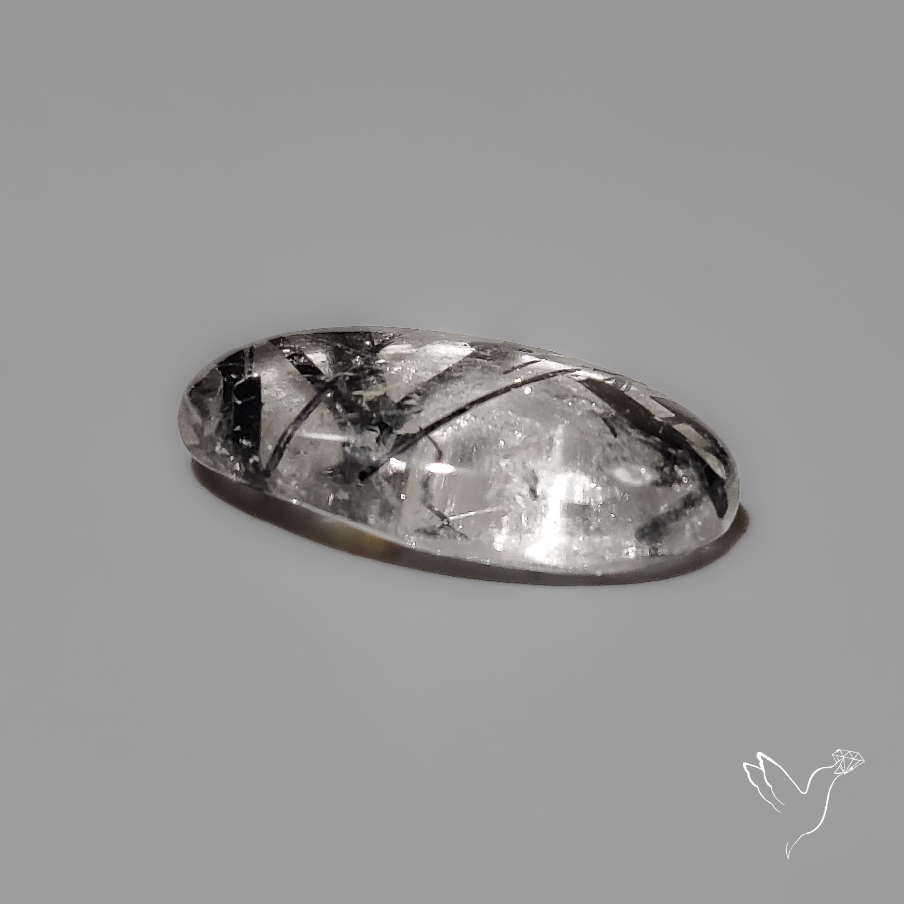 Black Tourmalinated Quartz Cabochon