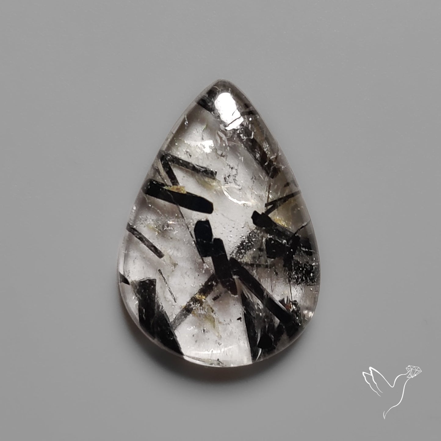 Black Tourmalinated Quartz Cabochon