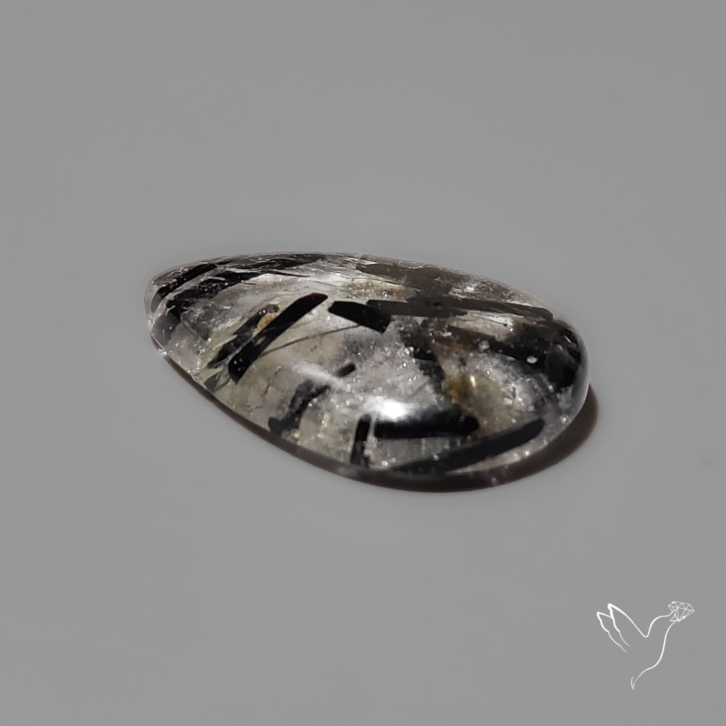 Black Tourmalinated Quartz Cabochon