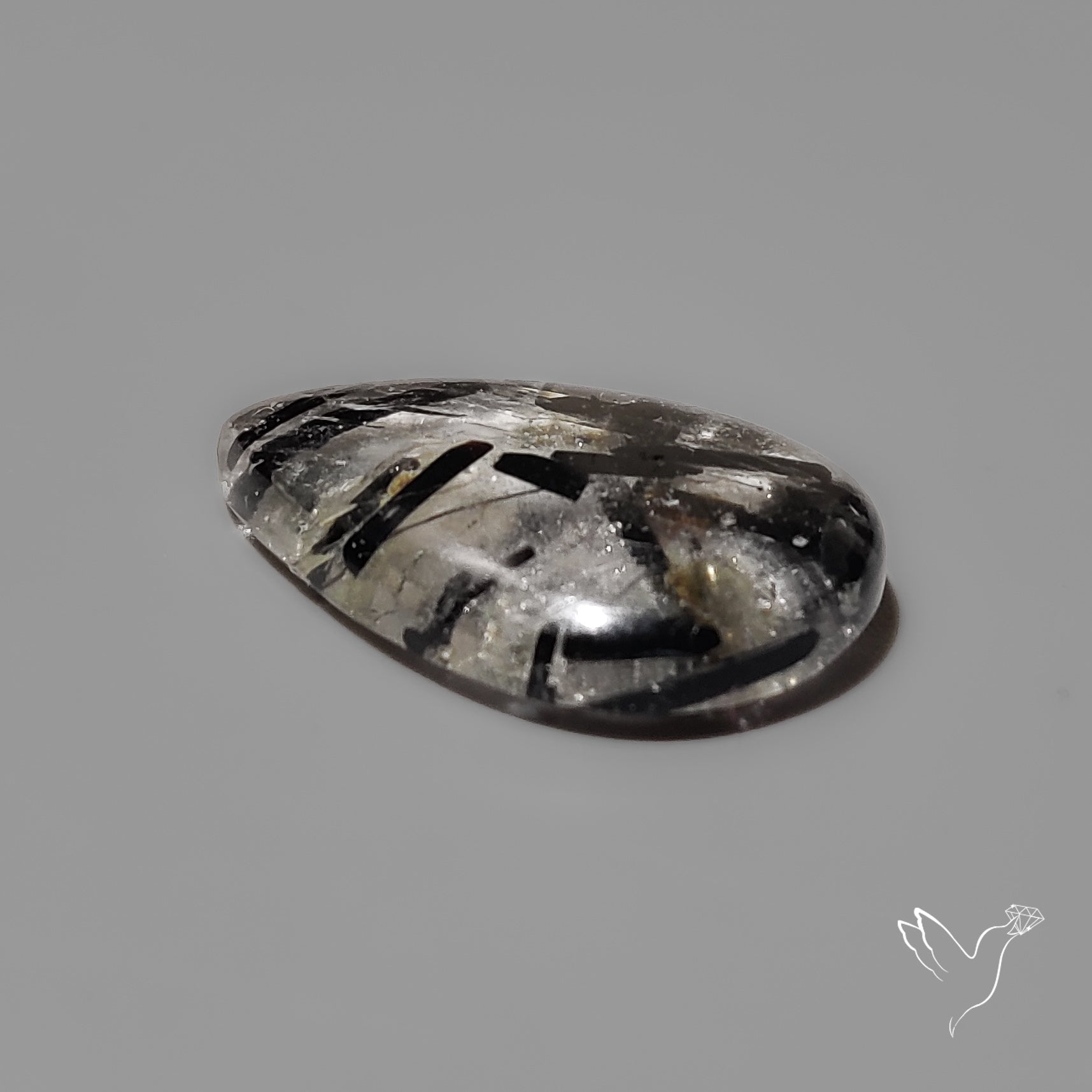 Black Tourmalinated Quartz Cabochon