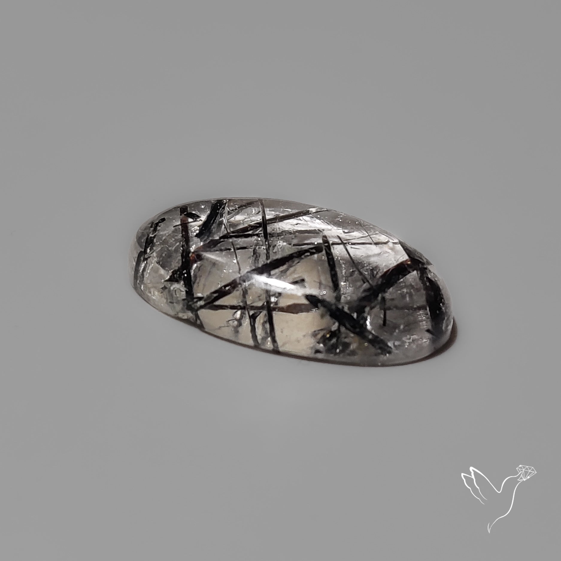 Black Tourmalinated Quartz Cabochon