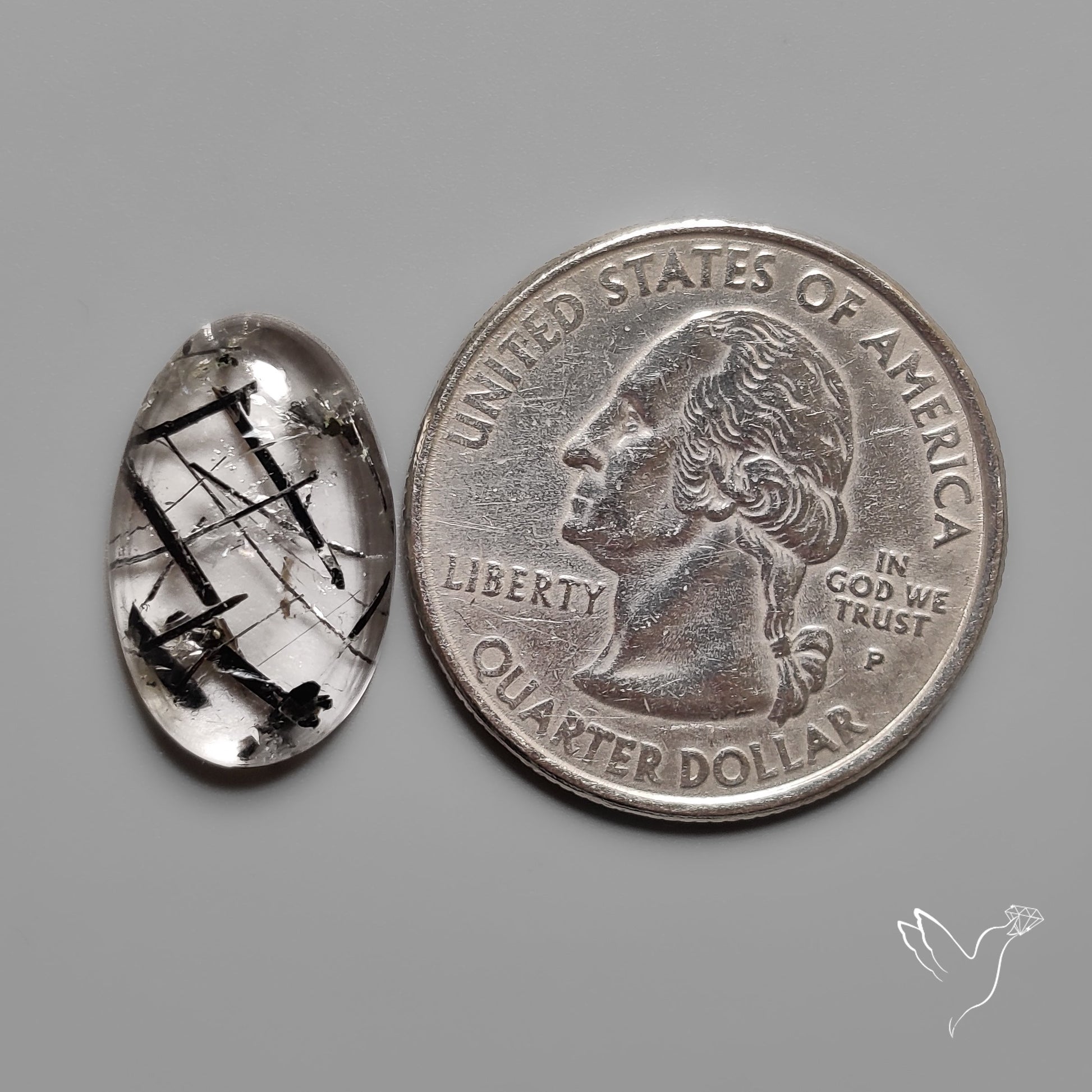 Black Tourmalinated Quartz Cabochon