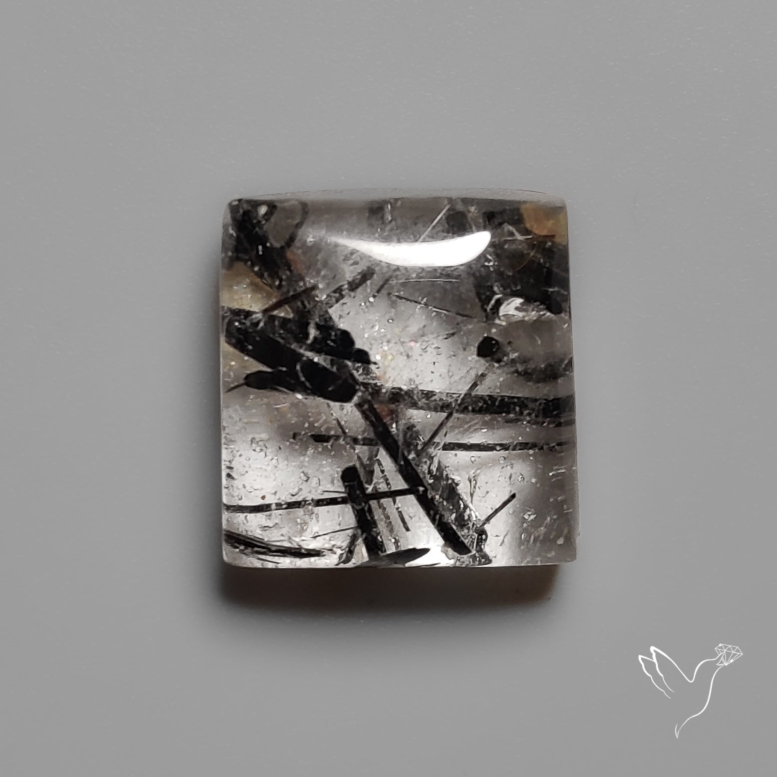 Black Tourmalinated Quartz Cabochon