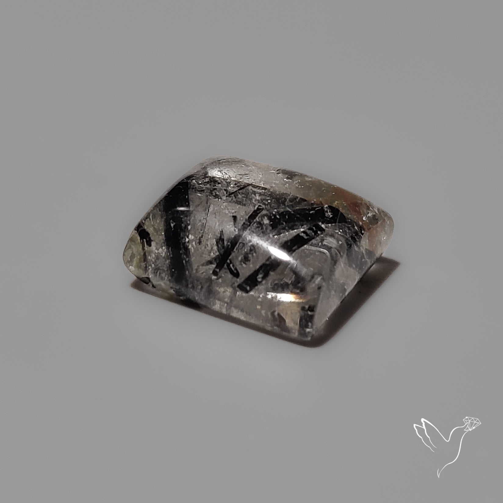 Black Tourmalinated Quartz Cabochon