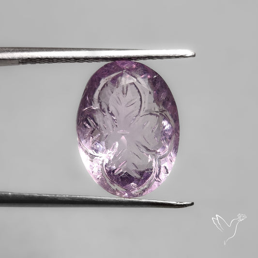Faceted Pink Amethyst Reverse Intaglio Mughal Carving