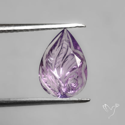 Faceted Pink Amethyst Reverse Intaglio Mughal Carving