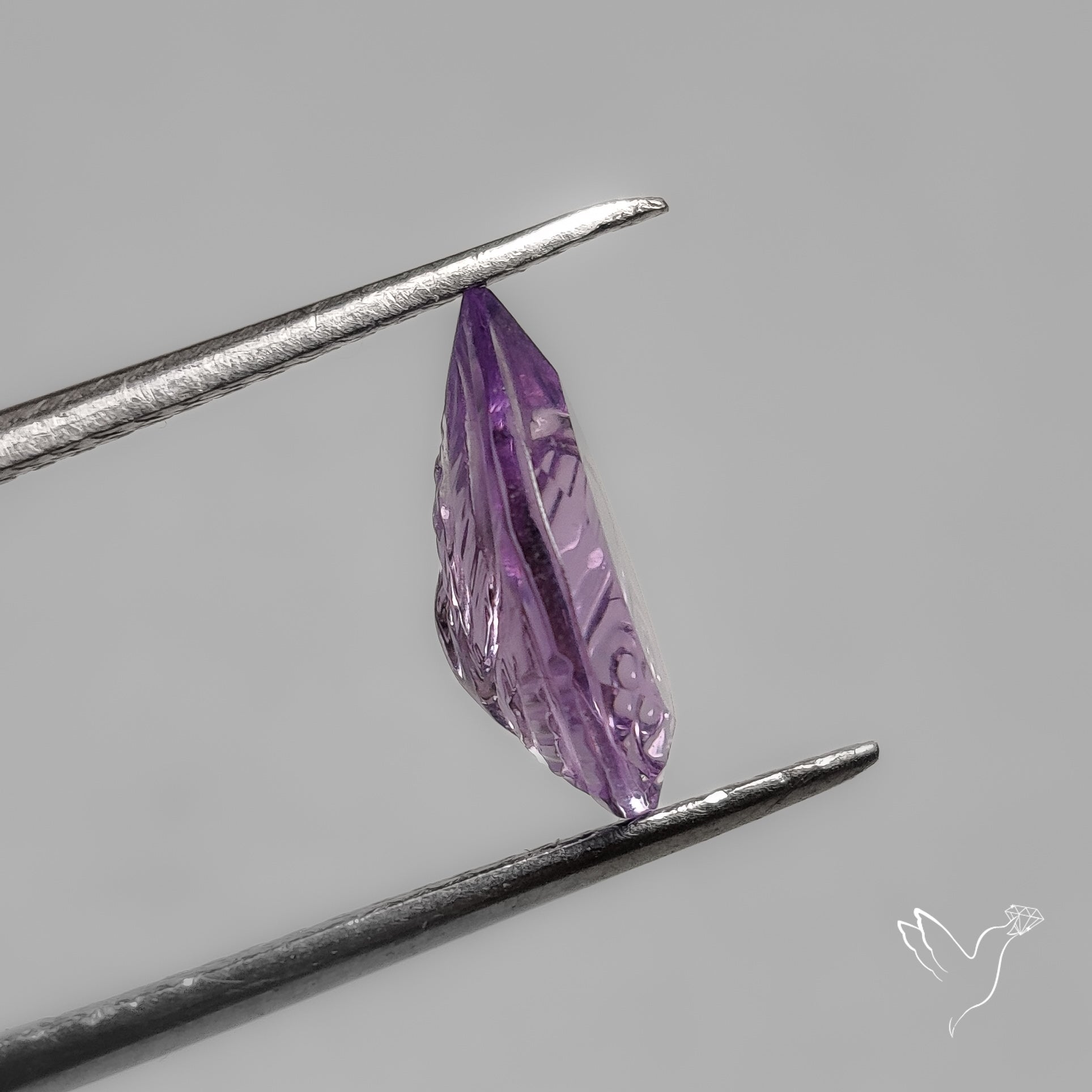 Faceted Pink Amethyst Reverse Intaglio Mughal Carving