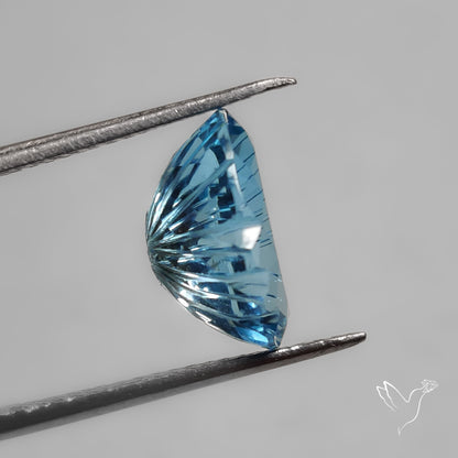 Faceted Swiss Blue Topaz Mughal Carving
