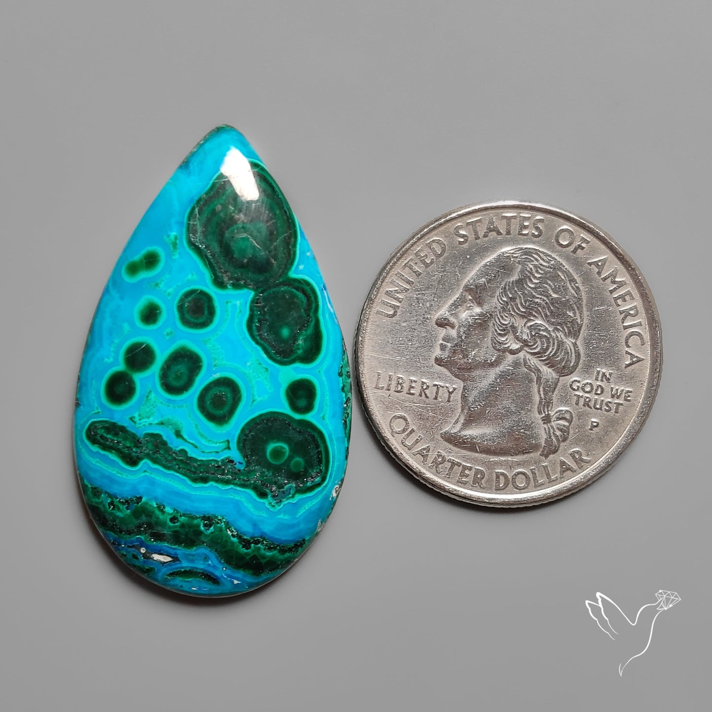 Rare Pattern Chrysocolla Malachite Cabochon