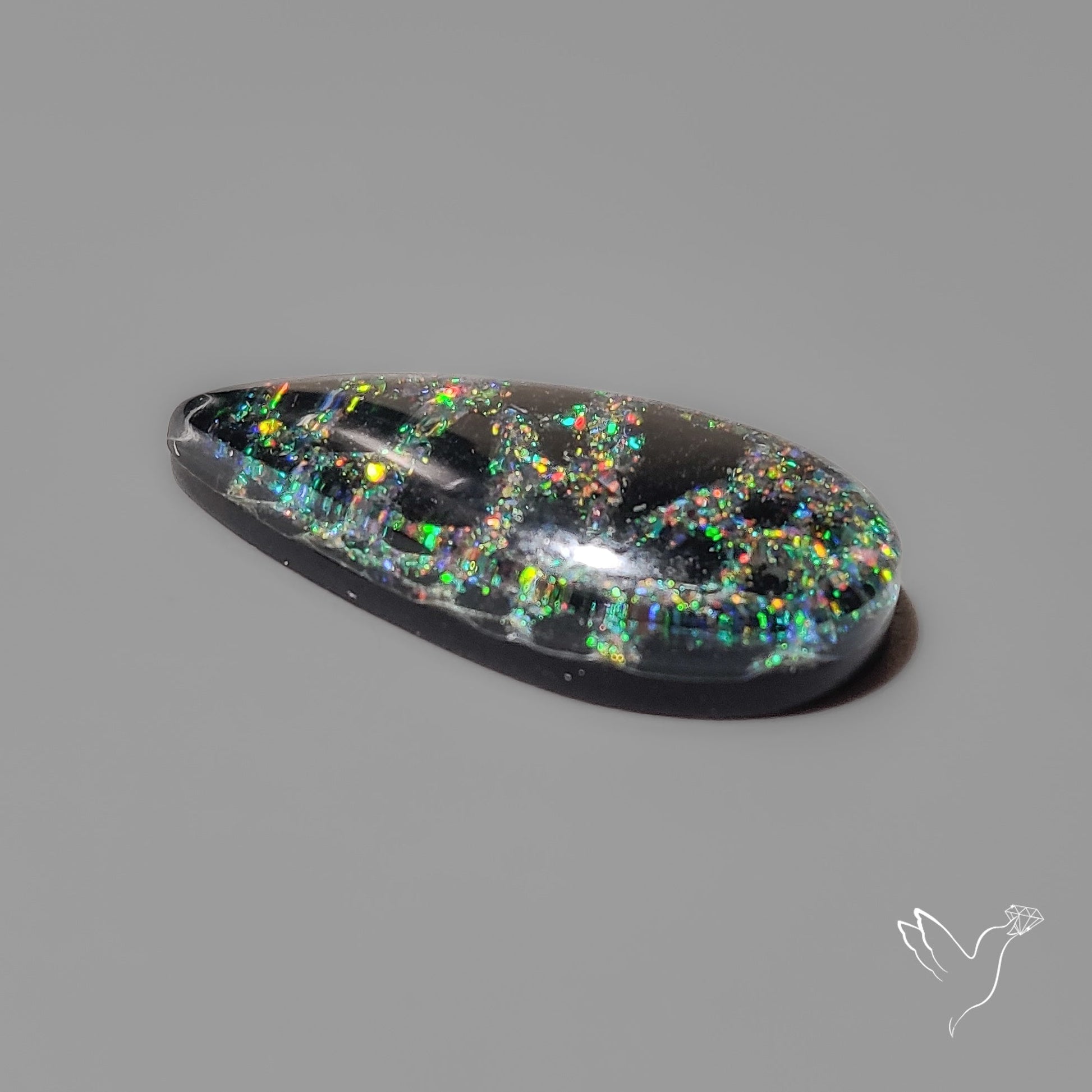 Opal Inlay in Onyx Doublet
