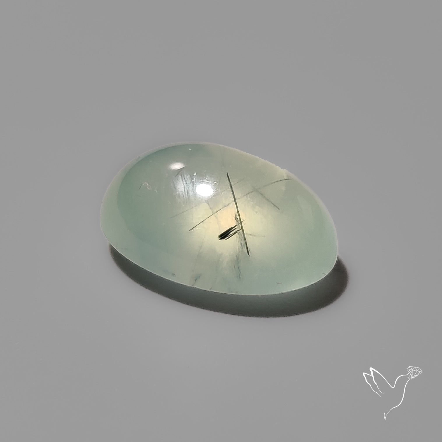 Black Tourmalinated Prehnite Cabochon