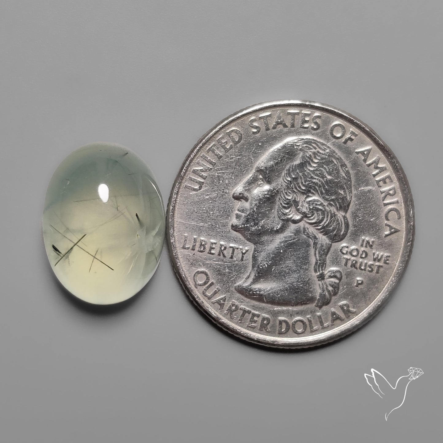 Black Tourmalinated Prehnite Cabochon