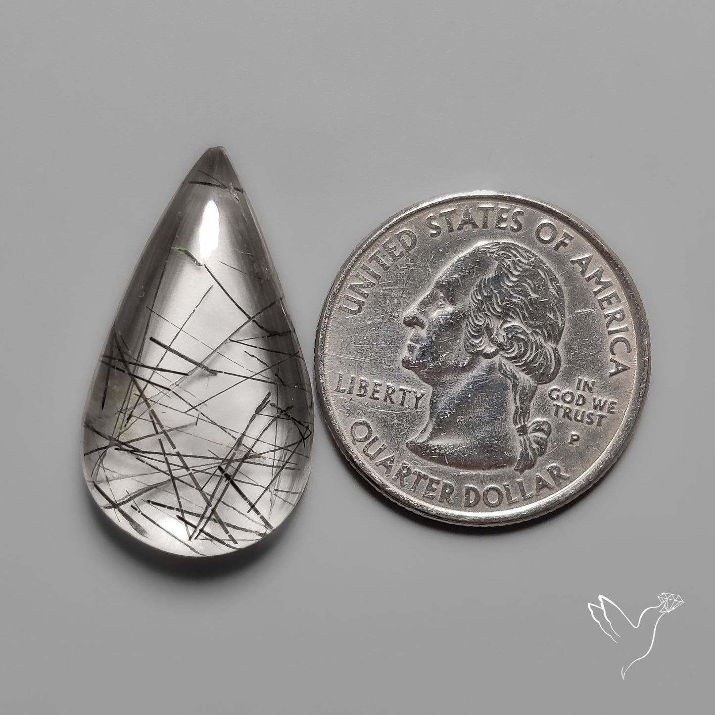 Black Tourmalinated Quartz Cabochon