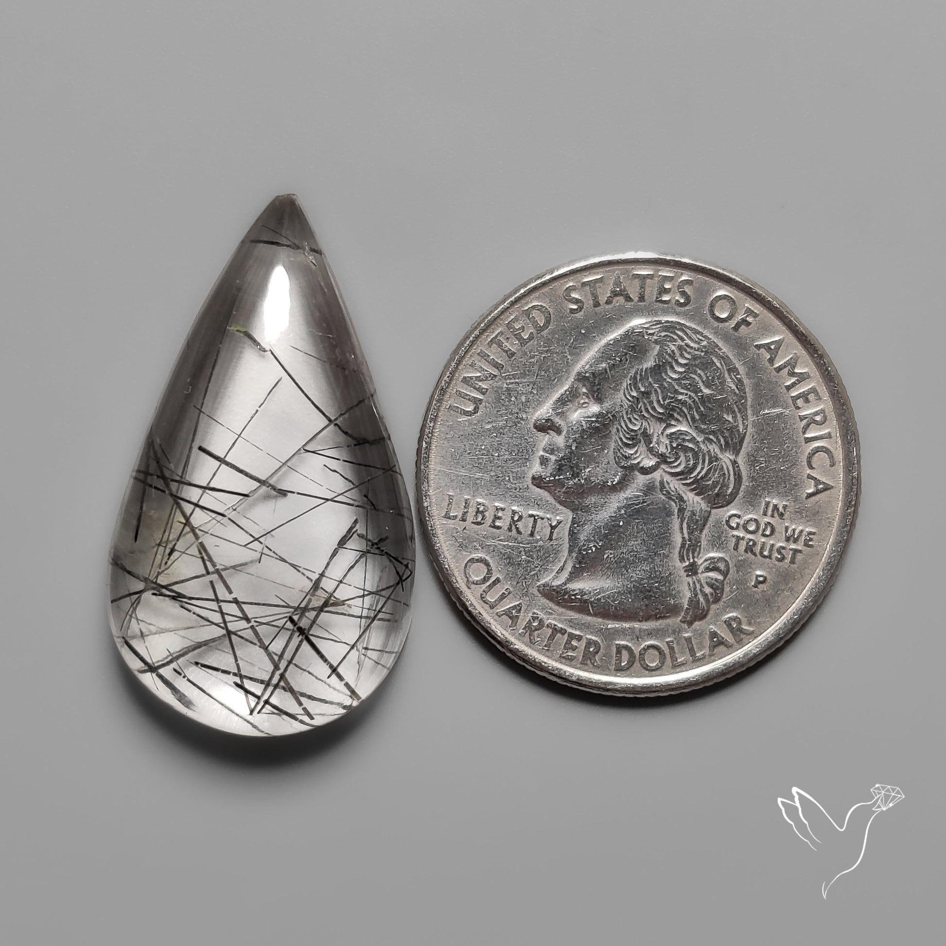 Black Tourmalinated Quartz Cabochon