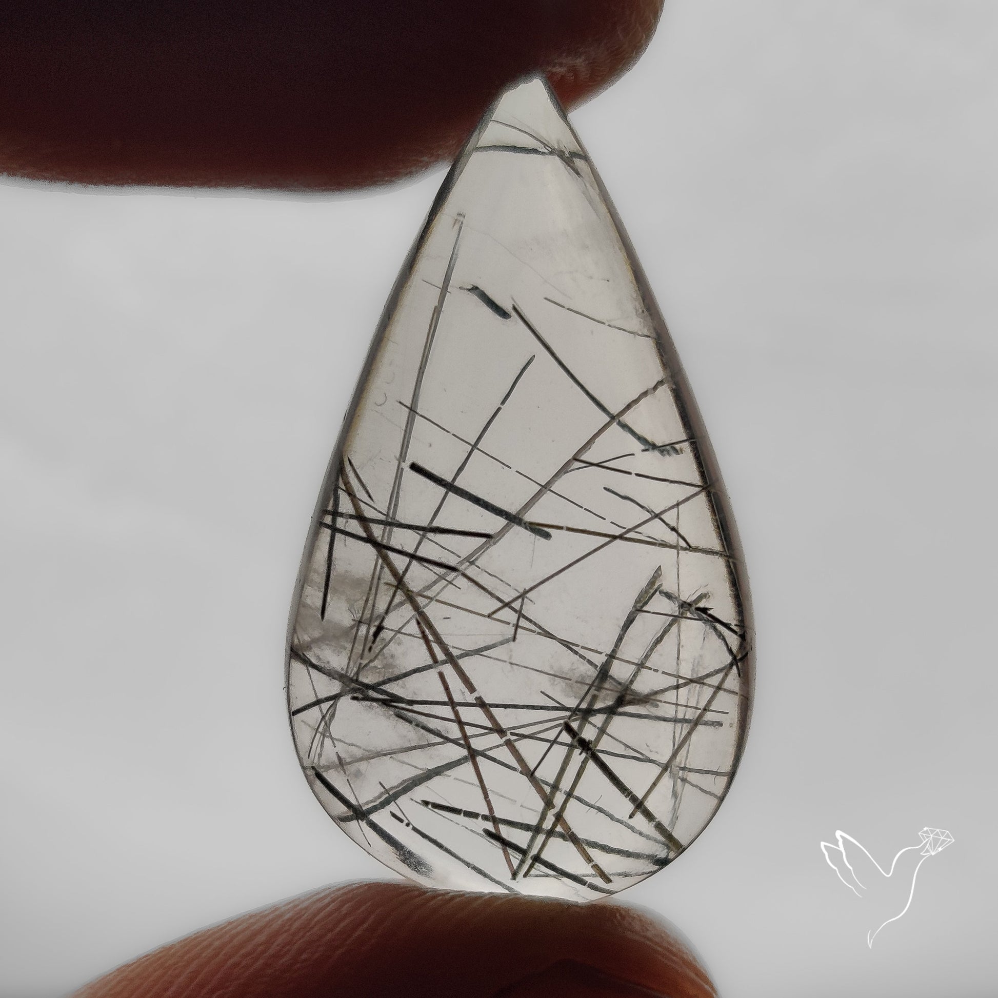 Black Tourmalinated Quartz Cabochon