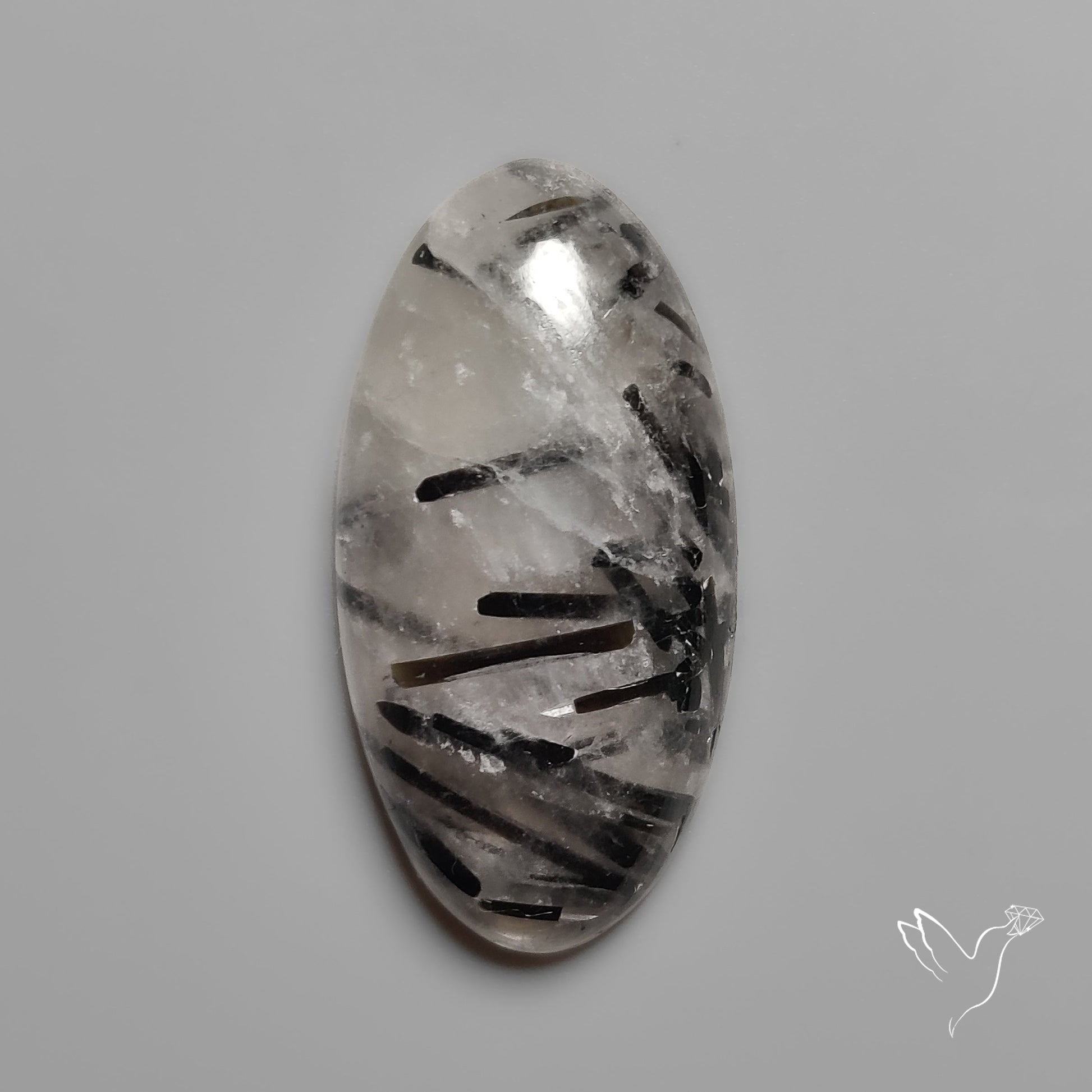 Black Tourmalinated Quartz Cabochon
