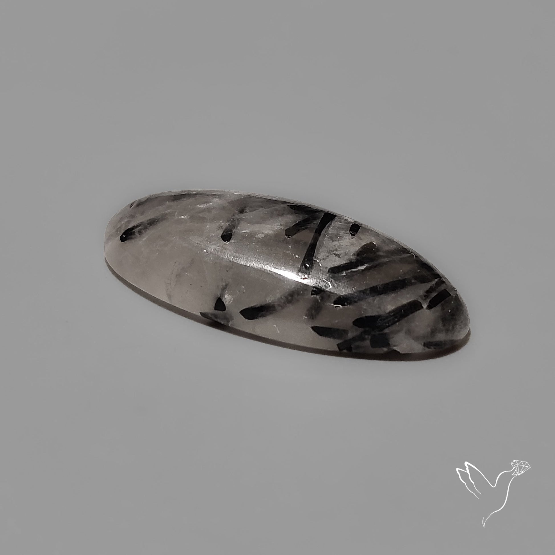 Black Tourmalinated Quartz Cabochon