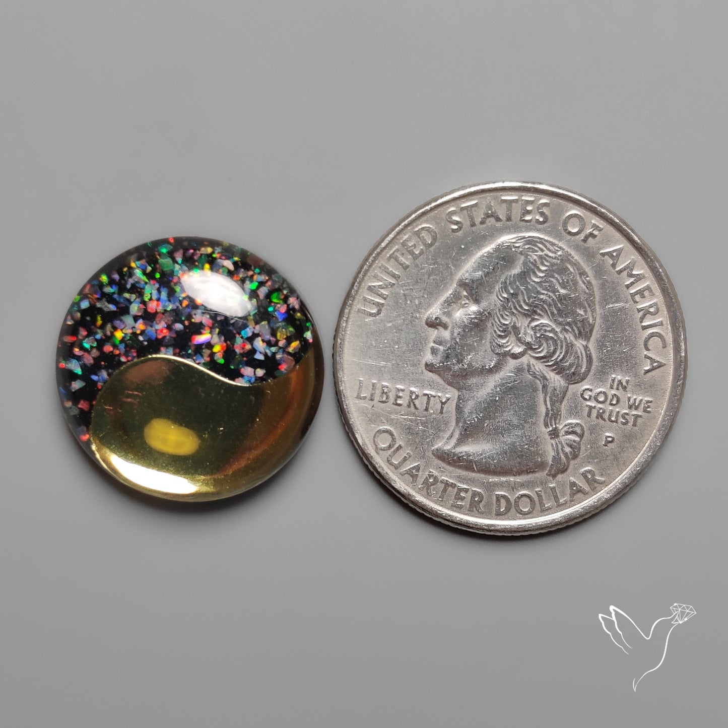 Crushed Opal Inlay Yin Yan