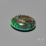 Gilded Peacock Inlay In Aurora Opal Doublet