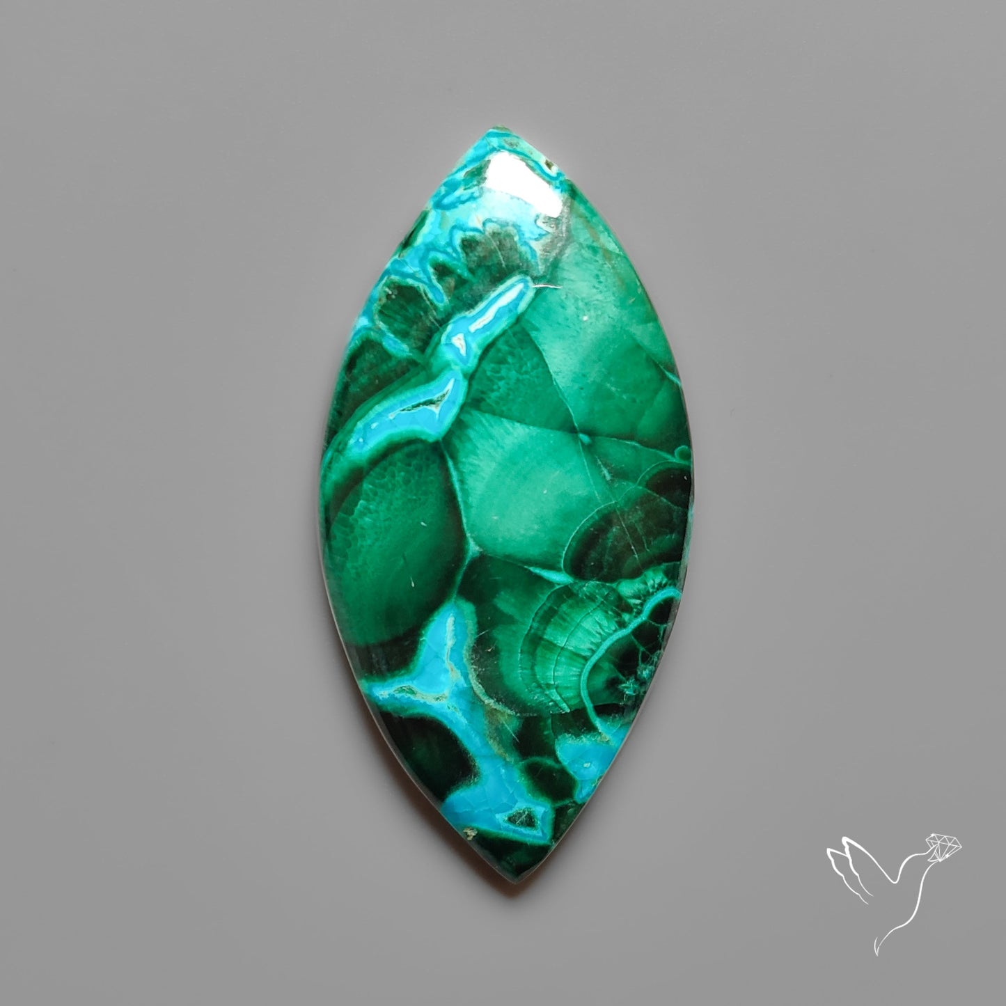 Chrysocolla In Malachite with Chattoyancy Cabochon