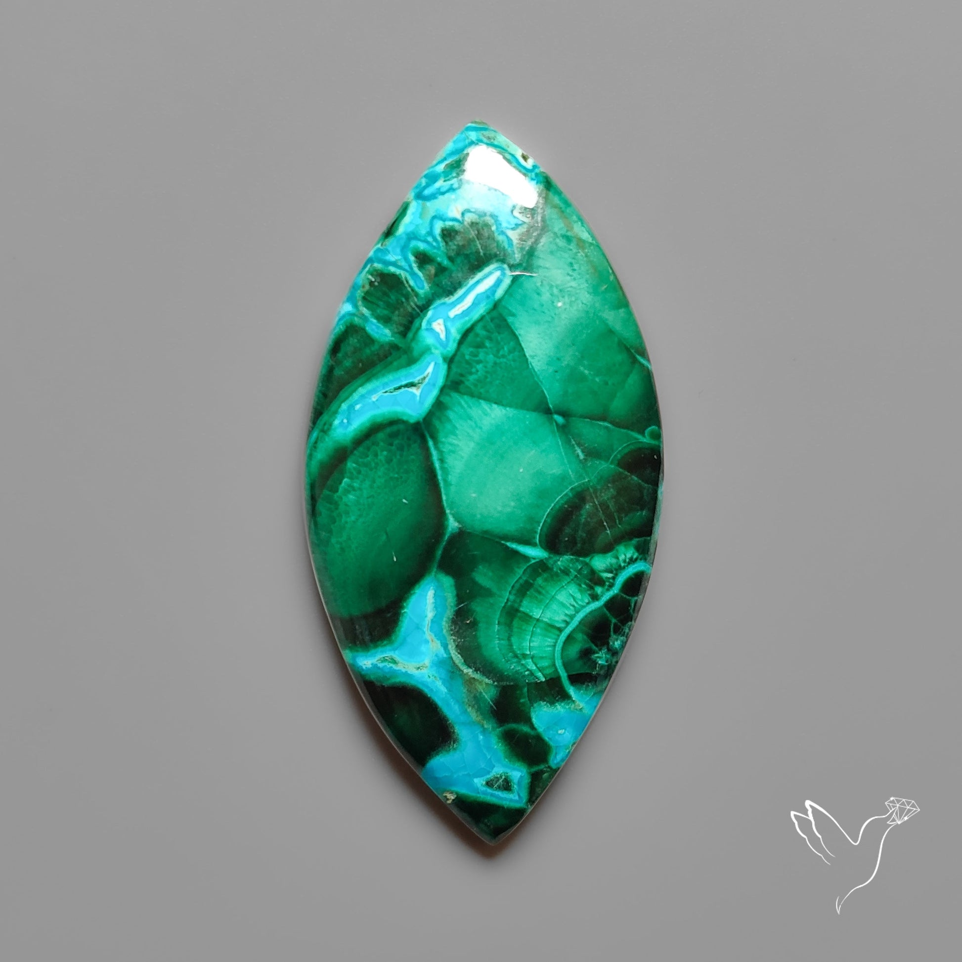 Chrysocolla In Malachite with Chattoyancy Cabochon