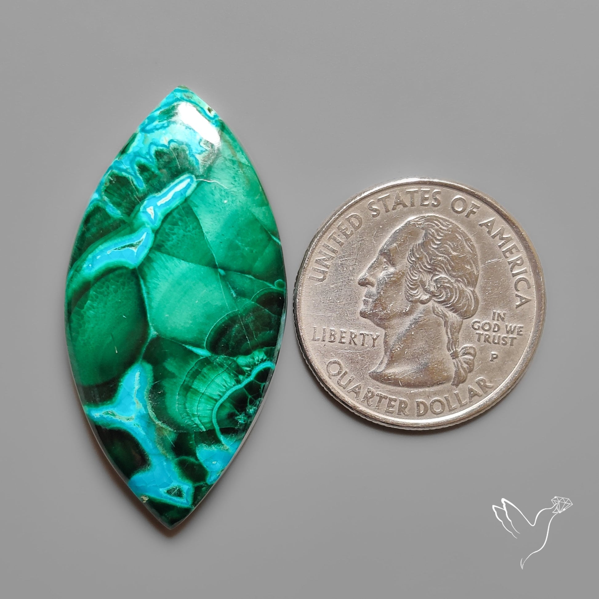 Chrysocolla In Malachite with Chattoyancy Cabochon
