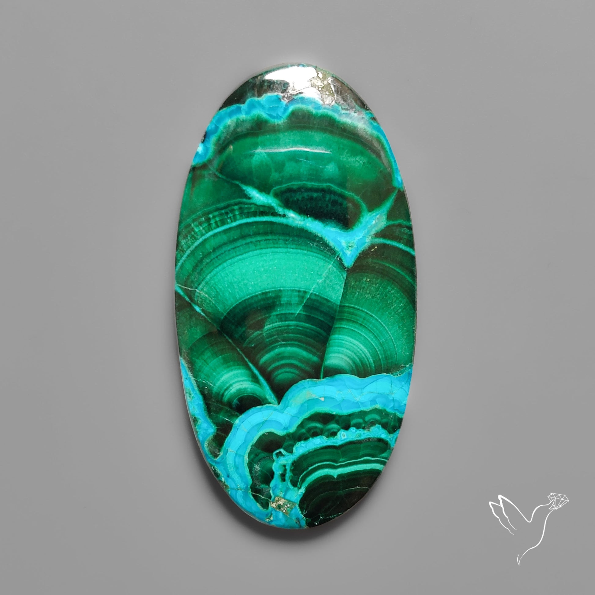 Chrysocolla In Malachite with Chattoyancy Cabochon