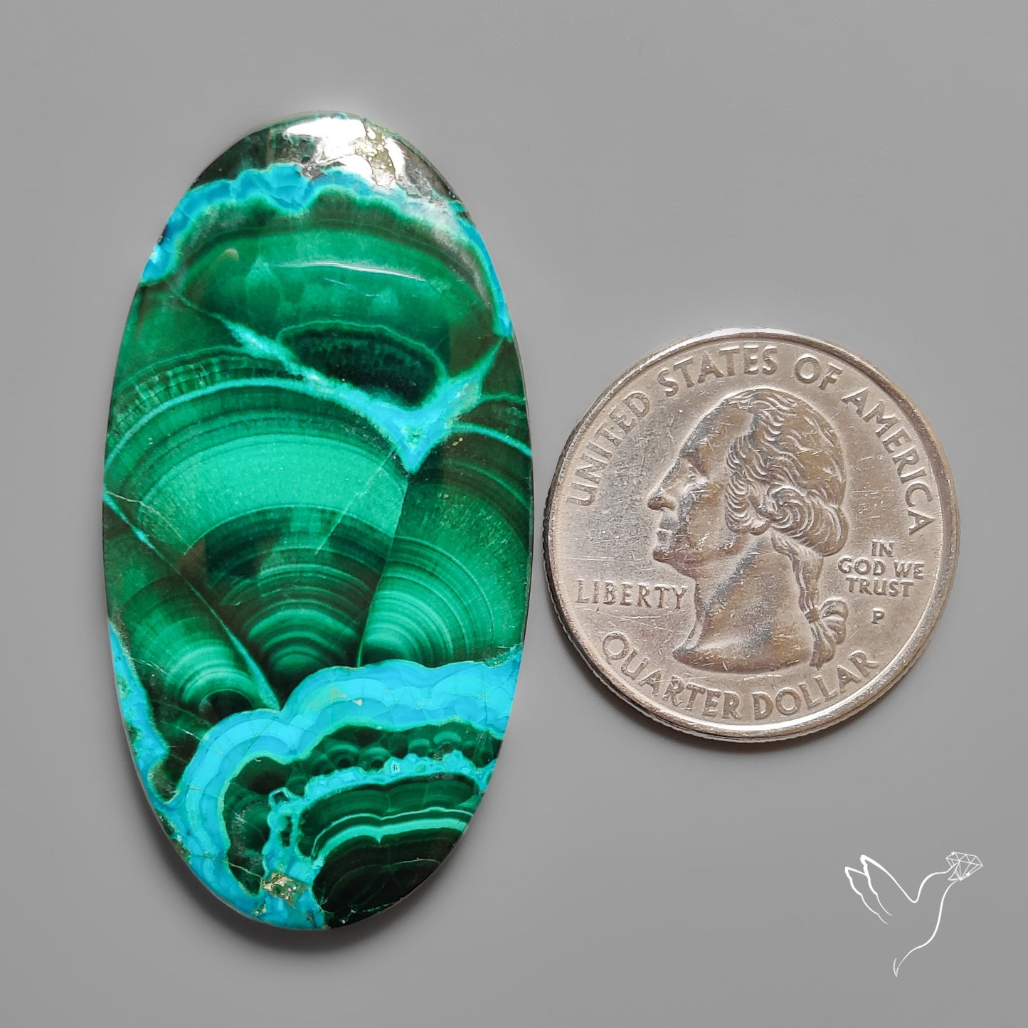 Chrysocolla In Malachite with Chattoyancy Cabochon