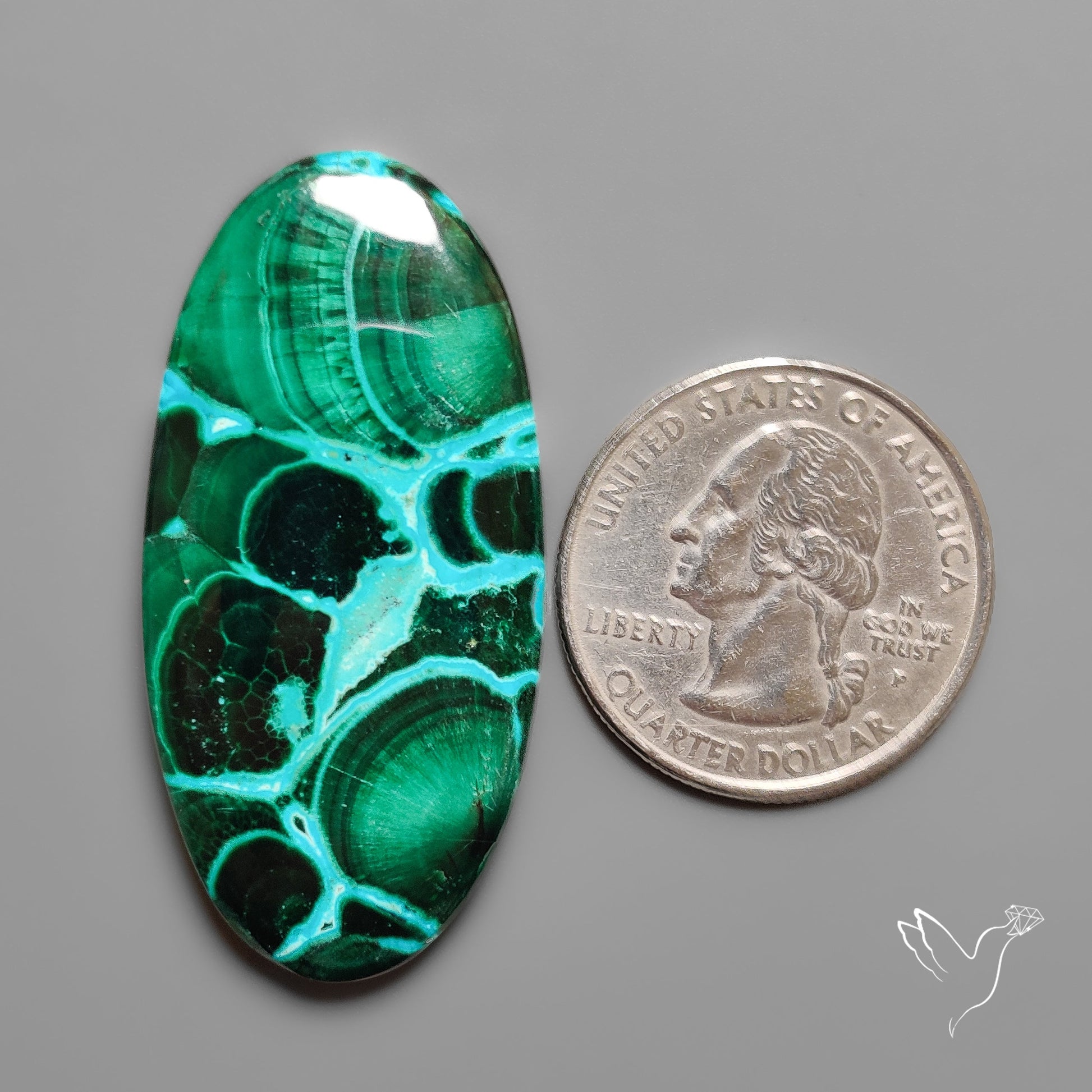 Chrysocolla In Malachite with Chattoyancy Cabochon