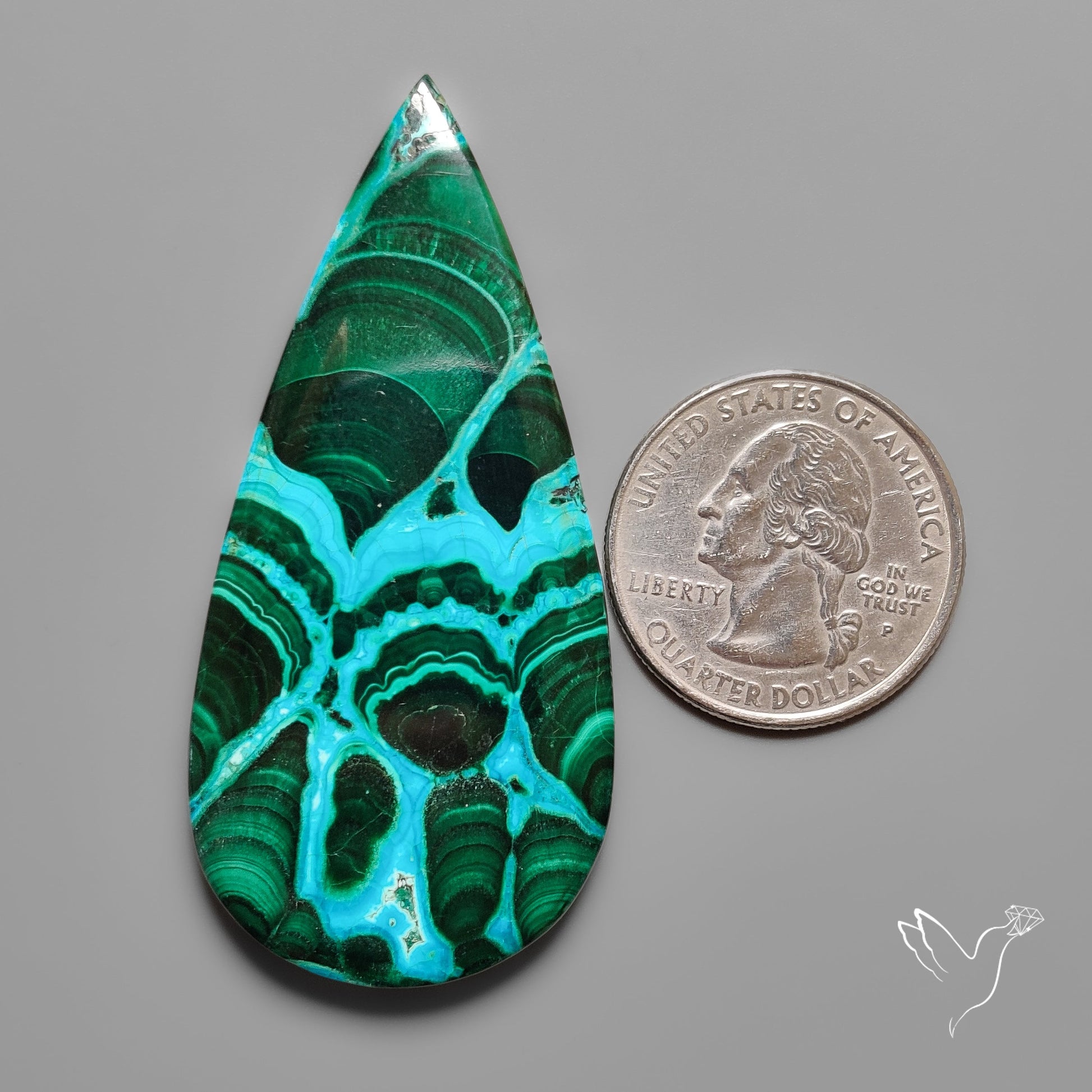Chrysocolla In Malachite with Chattoyancy Cabochon