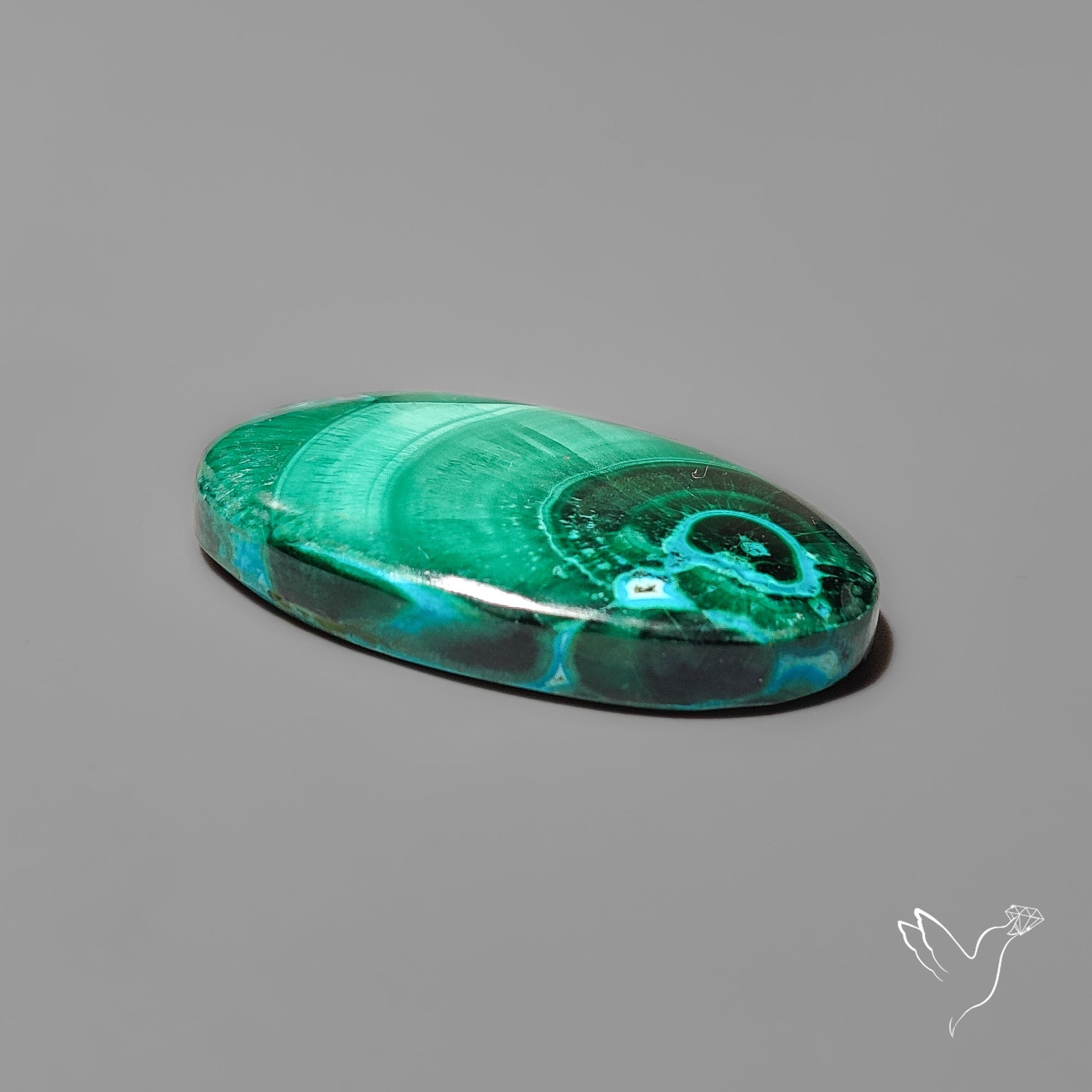 Chrysocolla In Malachite with Chattoyancy Cabochon