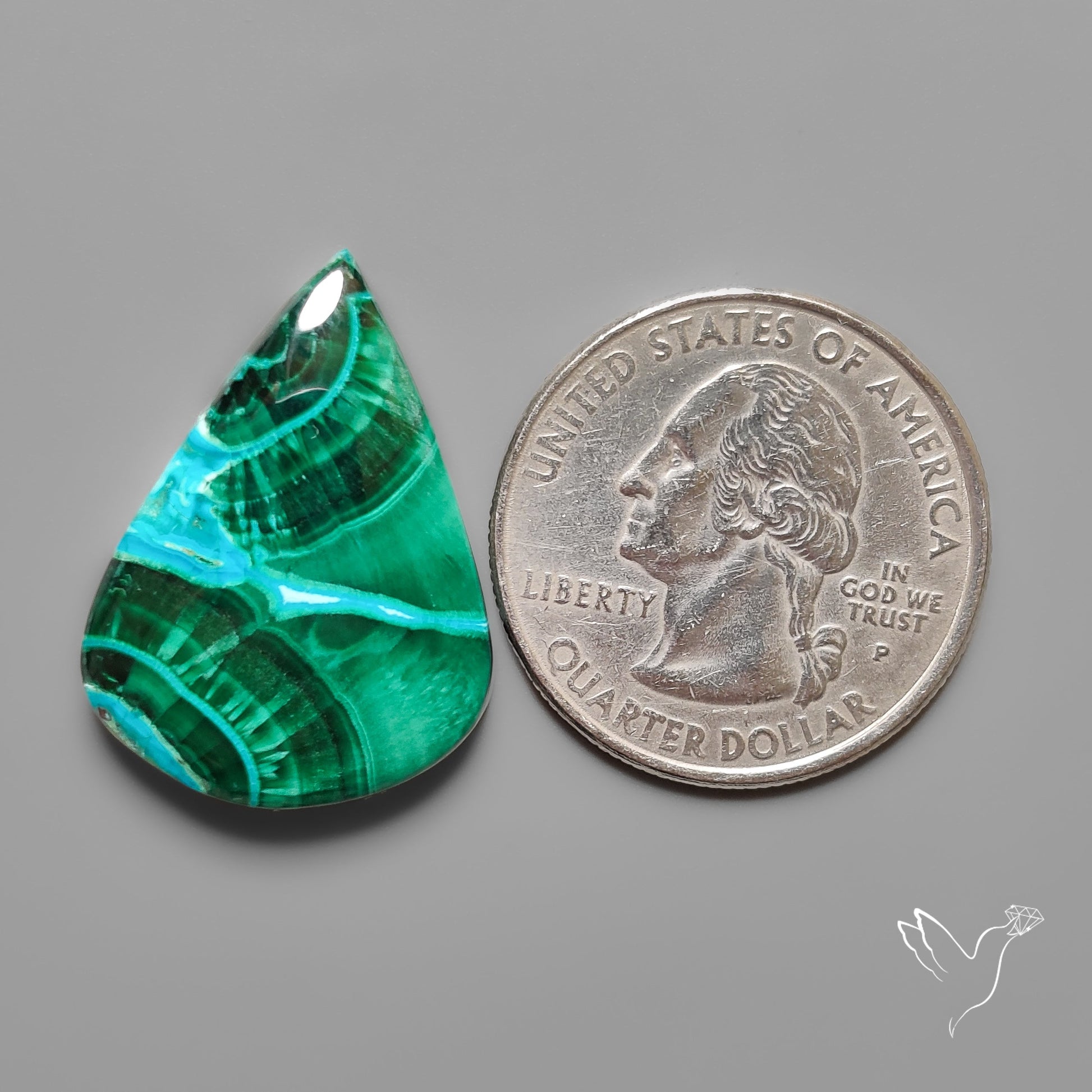 Chrysocolla In Malachite with Chattoyancy Cabochon