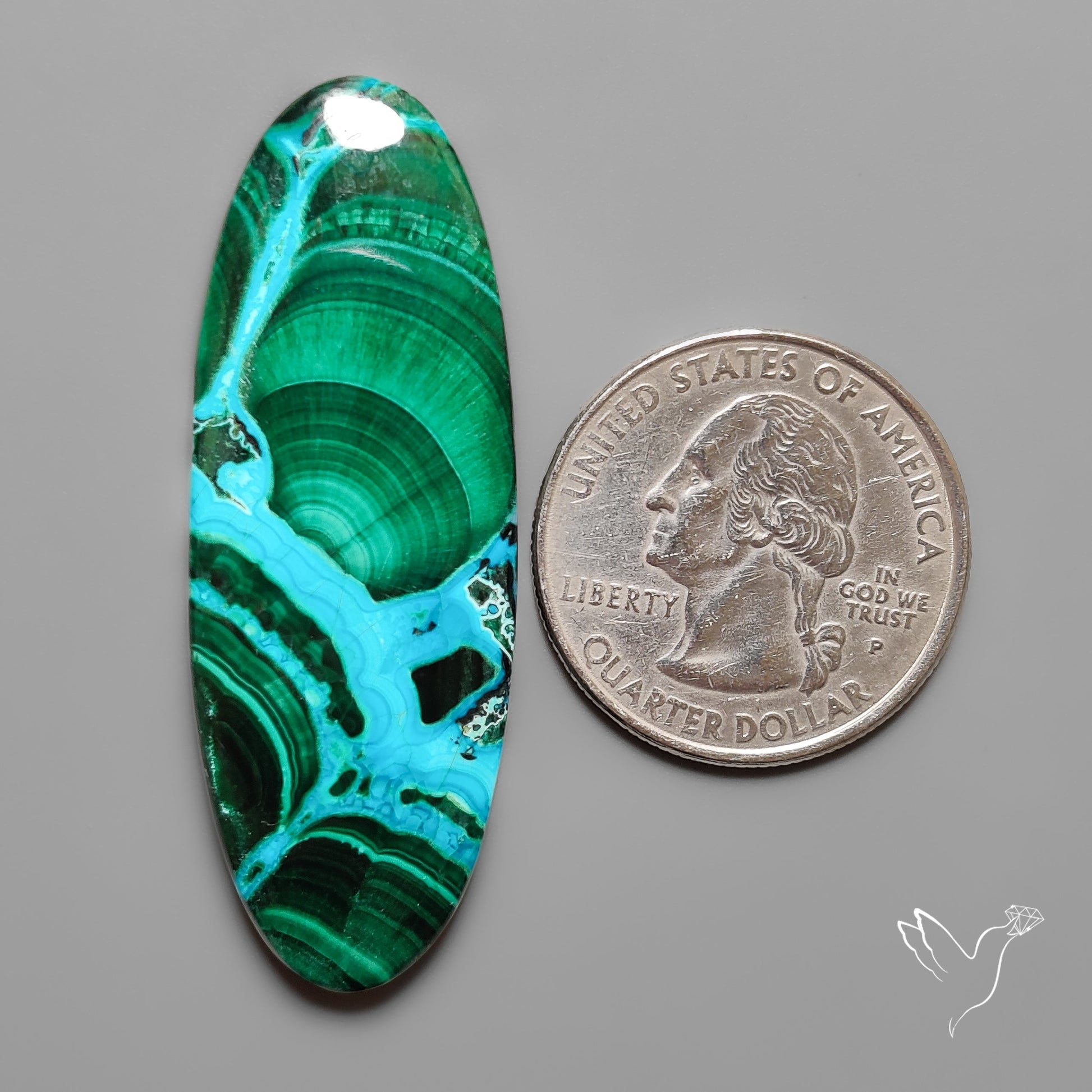Chrysocolla In Malachite with Chattoyancy Cabochon