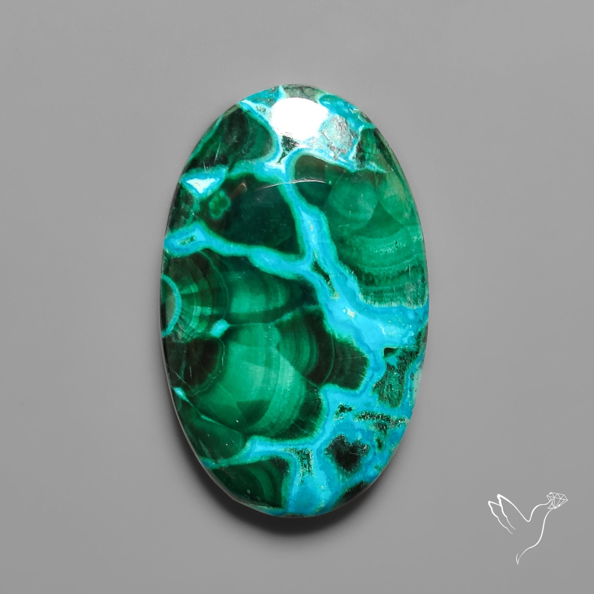 Chrysocolla In Malachite with Chattoyancy Cabochon